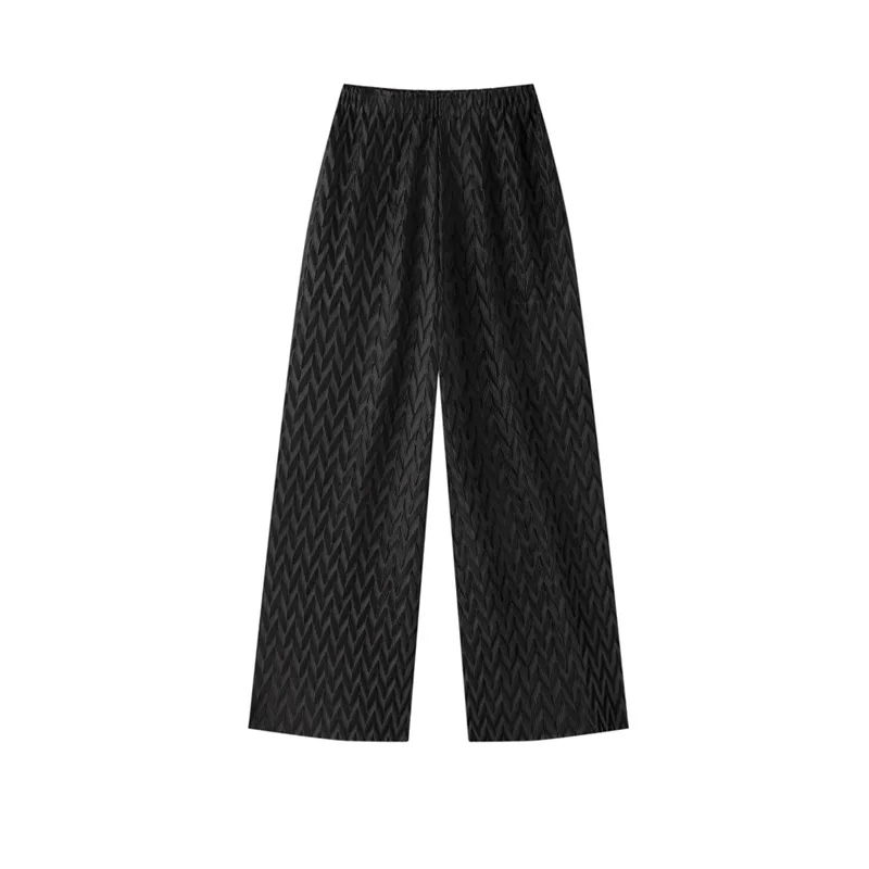 Miyake Plissé Printemps Nouveau 2026 Mode Pantalon Ample À Jambes Larges Femme Taille Élastique Cent Pantalon Décontracté