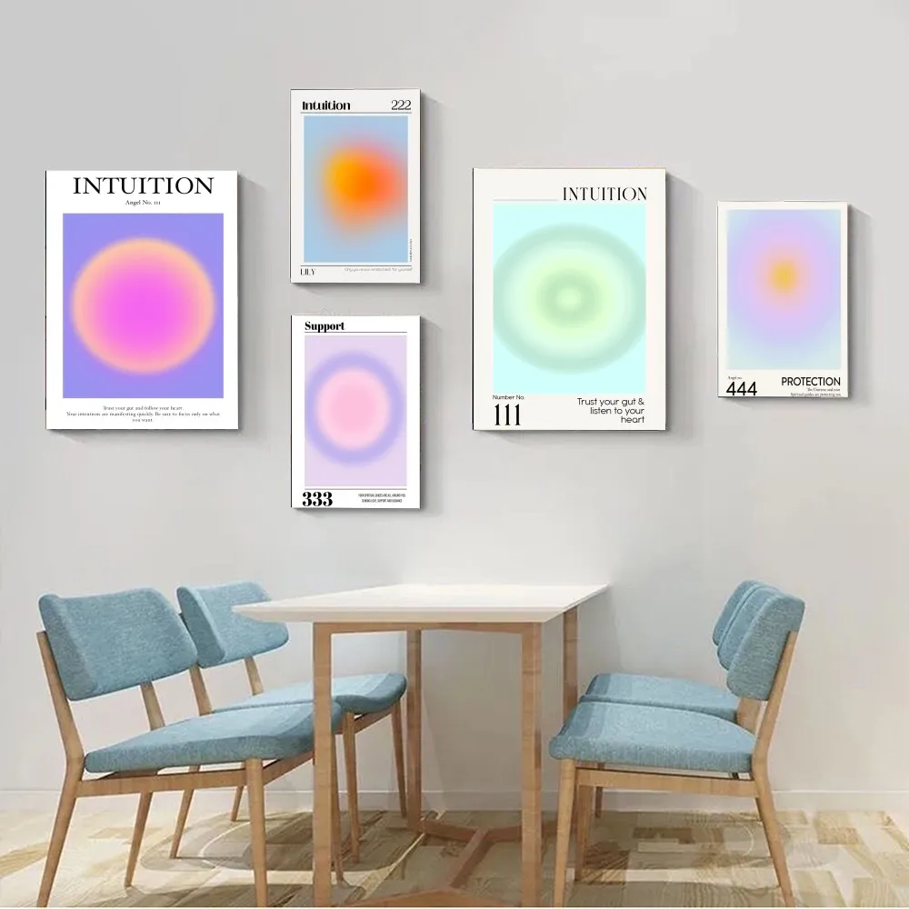 Angel Number 111 Manifestation Energy Aura Gradient Intuition Print  Posters Kraft Paper Vintage Poster Wall Art Painting Study