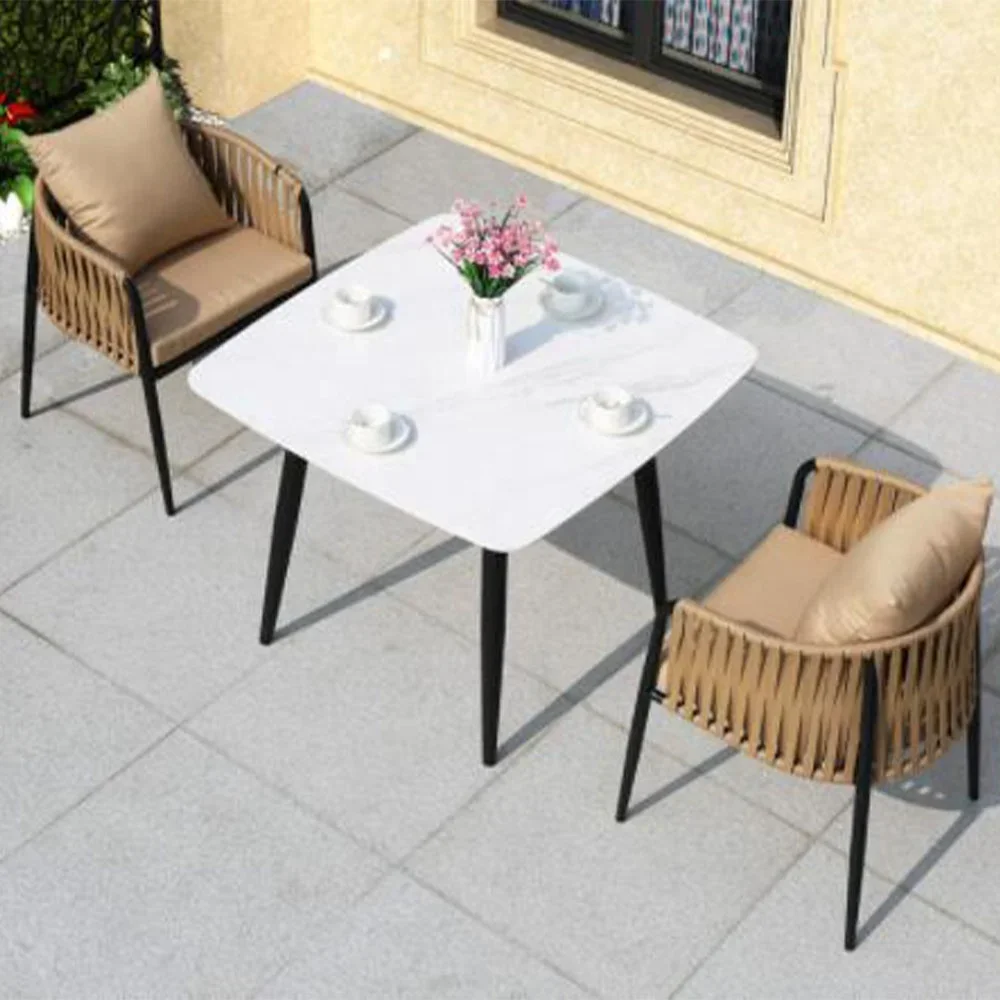 Mesa auxiliar de mimbre para exteriores, muebles de comedor, Patio, estilo europeo, nuevo diseño