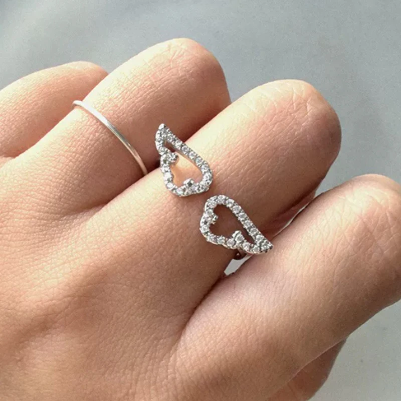 Angel Wing Ring female niche design fashionable personality high-end sense Adjustable new trend light luxury versatile accessory