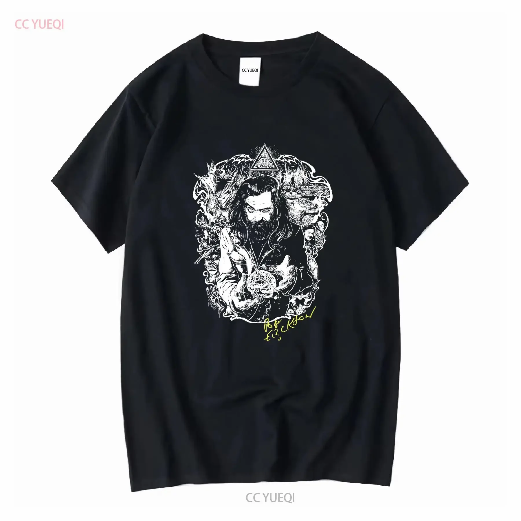 Vintage Roky Erickson For Fans Baumwoll-T-Shirt in voller Größe, schwarz, C721, lange Ärmel, Vintage, gewaschene Designerkleidung, Unisex-Grafik