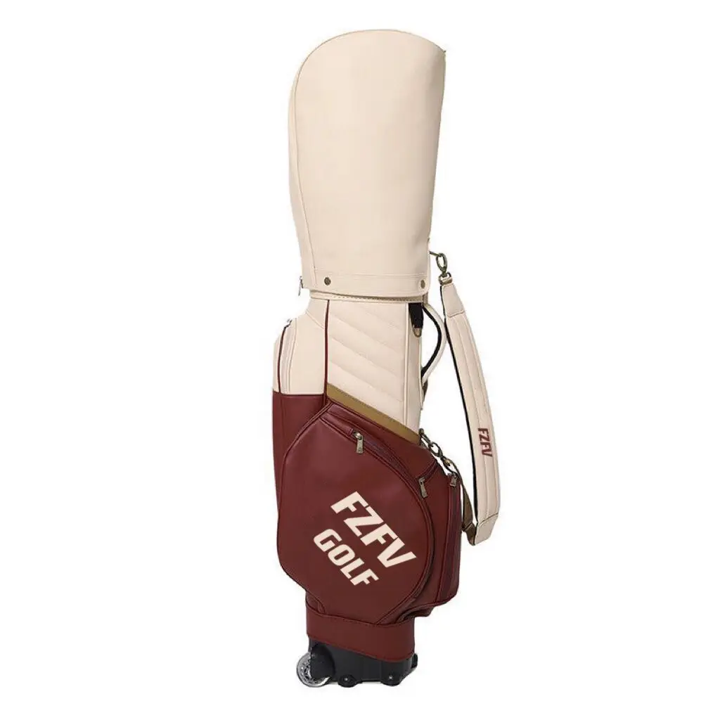 2024 neue Golf tasche Herren und Damen pu wasserdichte Mabo Golf Stand tasche mit Rädern Doppel hut tragbar