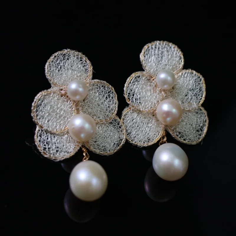 

SGARIT Fashion Leaf shape Earring Rice beads 14k Filled Gold Drop Earring Women's Party Accessories SE60