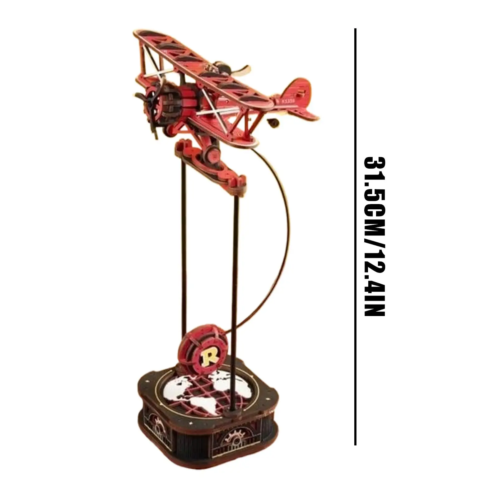 3D Wooden Puzzles Wooden Educational Interactive Aircraft Fisherman Puzzle Swing Model Kit For Kids Living Room Study Desktop