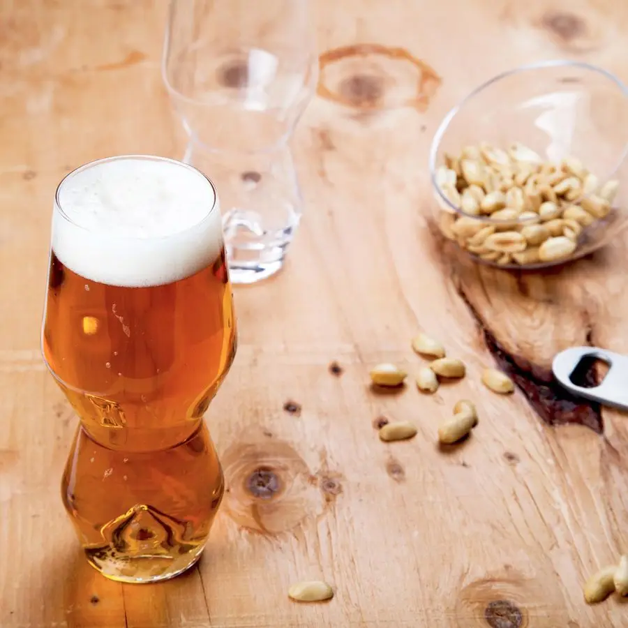 مجموعة كؤوس بيرة مونتي 13 أونصة IPA مكونة من 2 كوب شرب مصنوع يدويًا، أواني زجاجية للبيرة اليدوية للبار، جزء سفلي مقلوب للتهوية، LeadFre