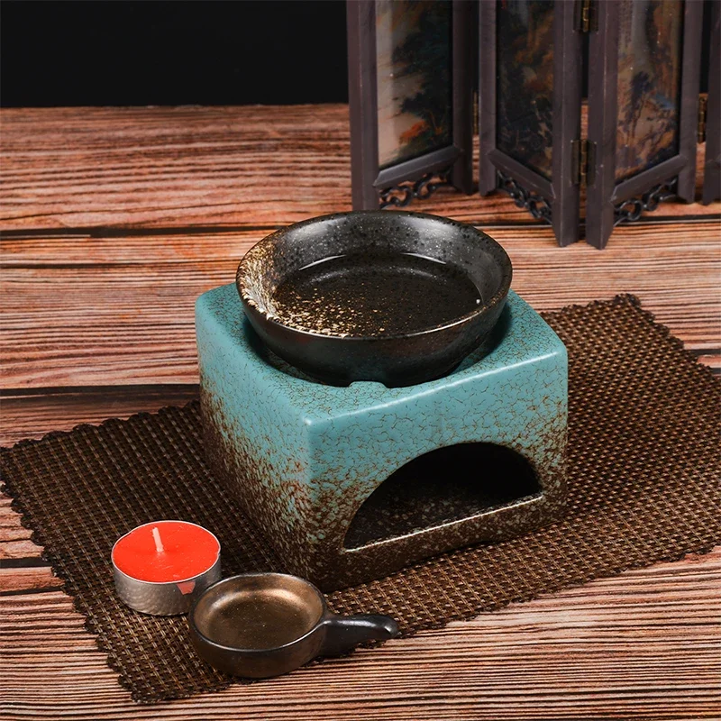 YXYMCF Tea Stove Retro Oil Incense Burner Ceramic Essential Aromatherapy Lamps Aroma Stove Home Living Room Indoor Candle Holder