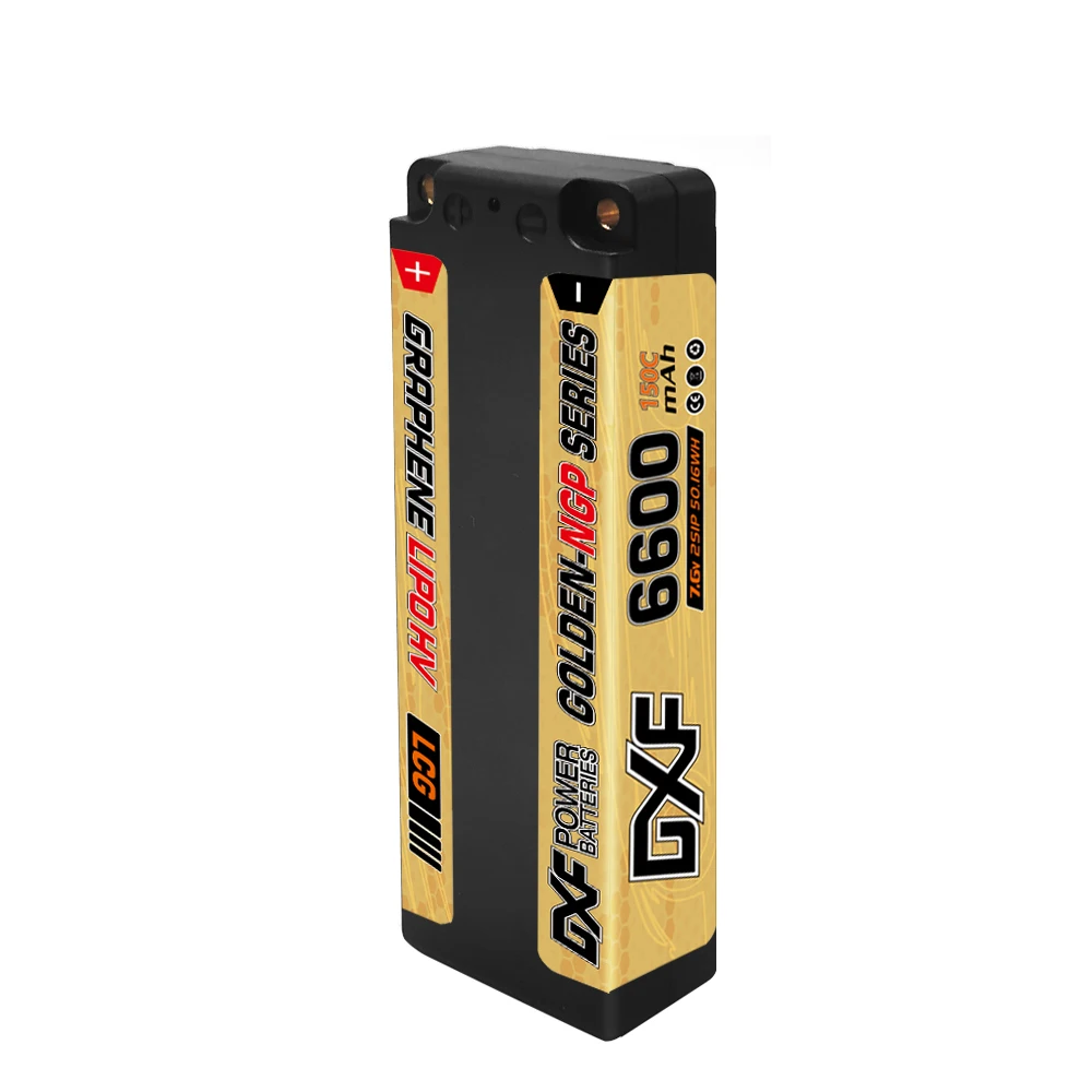 DXF Lipo 2S Battery 6600mAh 7.6V 150C HV with 5mm Bullet T Plug Hardcase for 1/10 Trucks Buggy Car Boats RC Model Parts