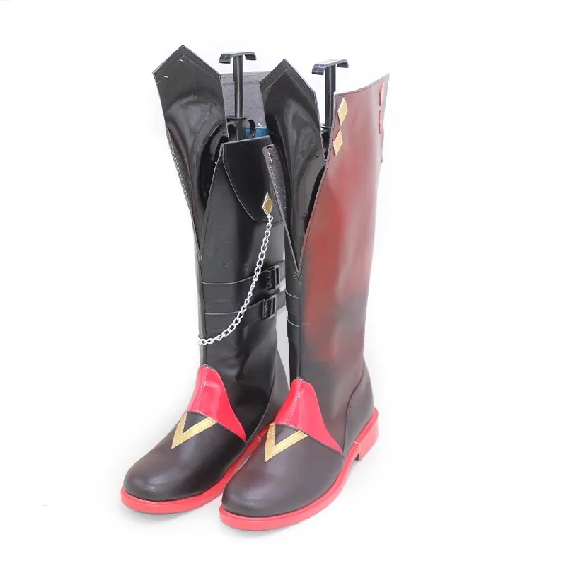 Game Genshin Impact Childe Tartaglia Cosplay Shoes Men Black Red Boots Halloween Party Role Play Costume Props