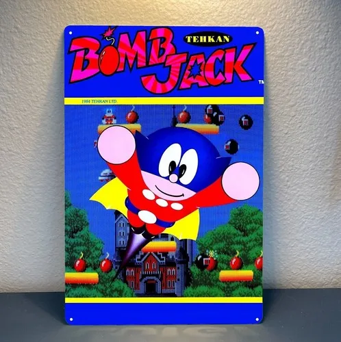 Bomb Jack Commodore Amiga Retro-Videospiel Metallposter Blechschild
