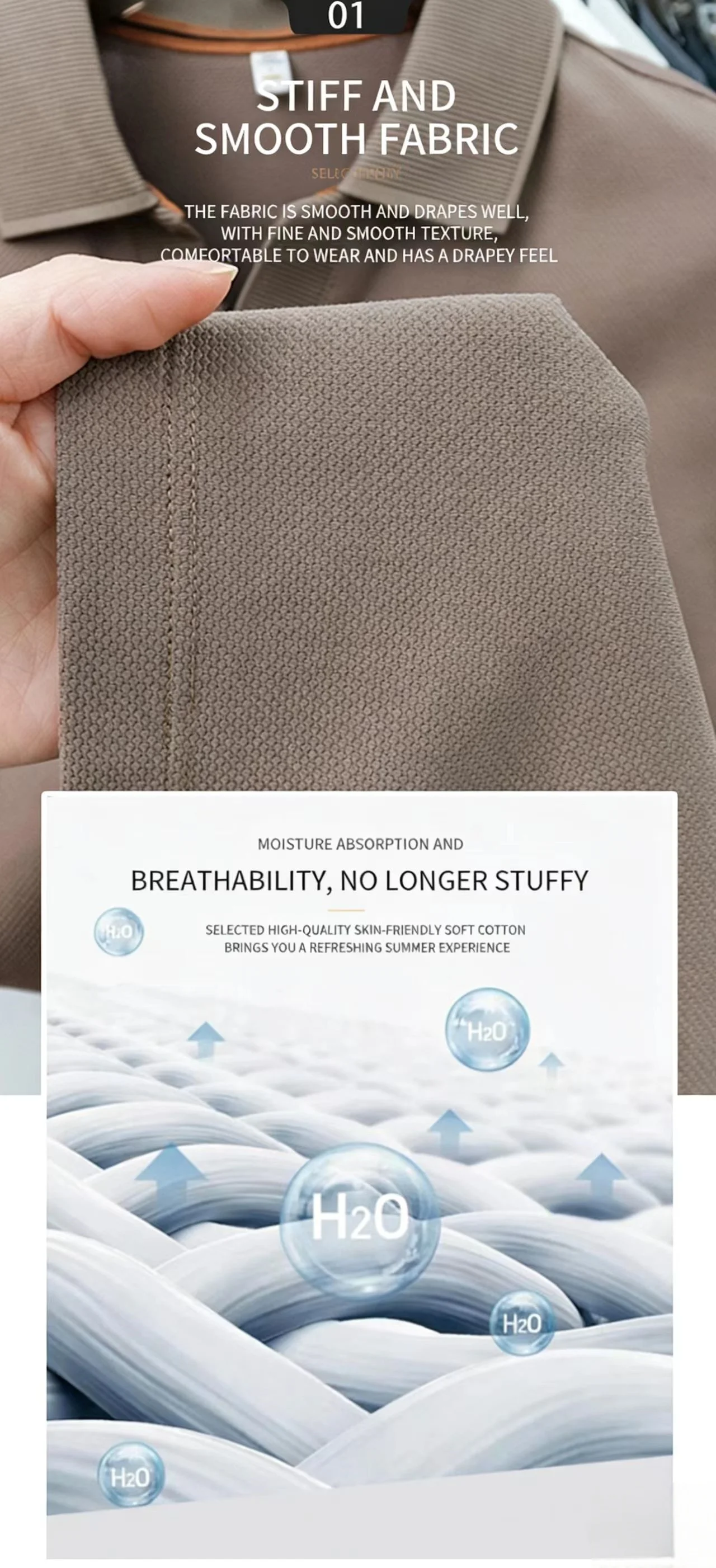 Hochwertiges Marken-Sommer-Polohemd mit kurzen Ärmeln für Herren, exquisites Abzeichen-Design, atmungsaktives und bequemes T-Shirt-Oberteil – Detail 6