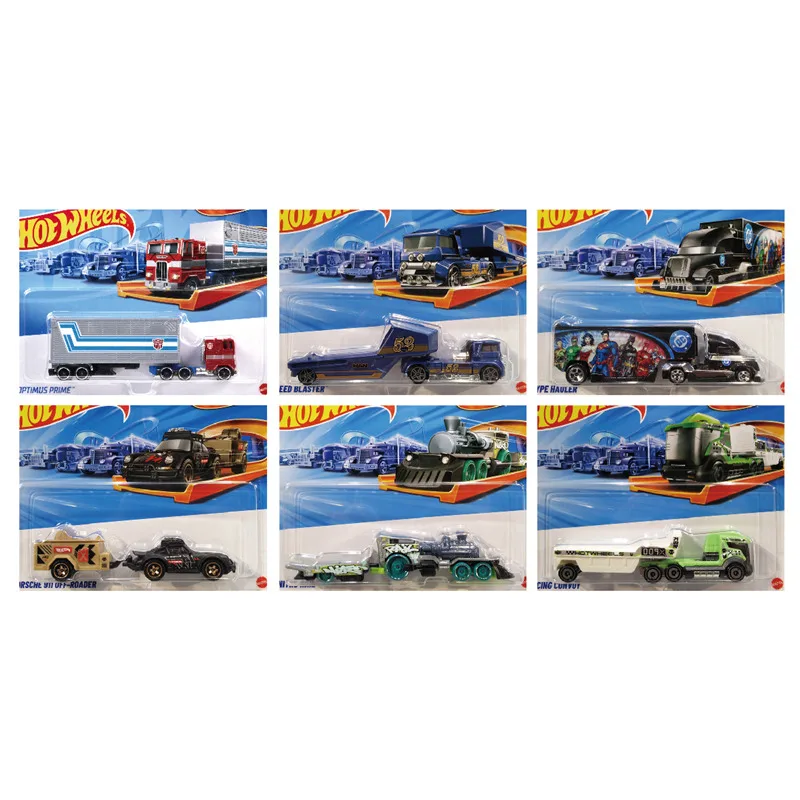 Genuino Hot Wheels pista de coches flota niño juguetes 1:64 transformadores fundidos Optimus Speed Blaster Racing Convoy Hype Hauler modelo regalo