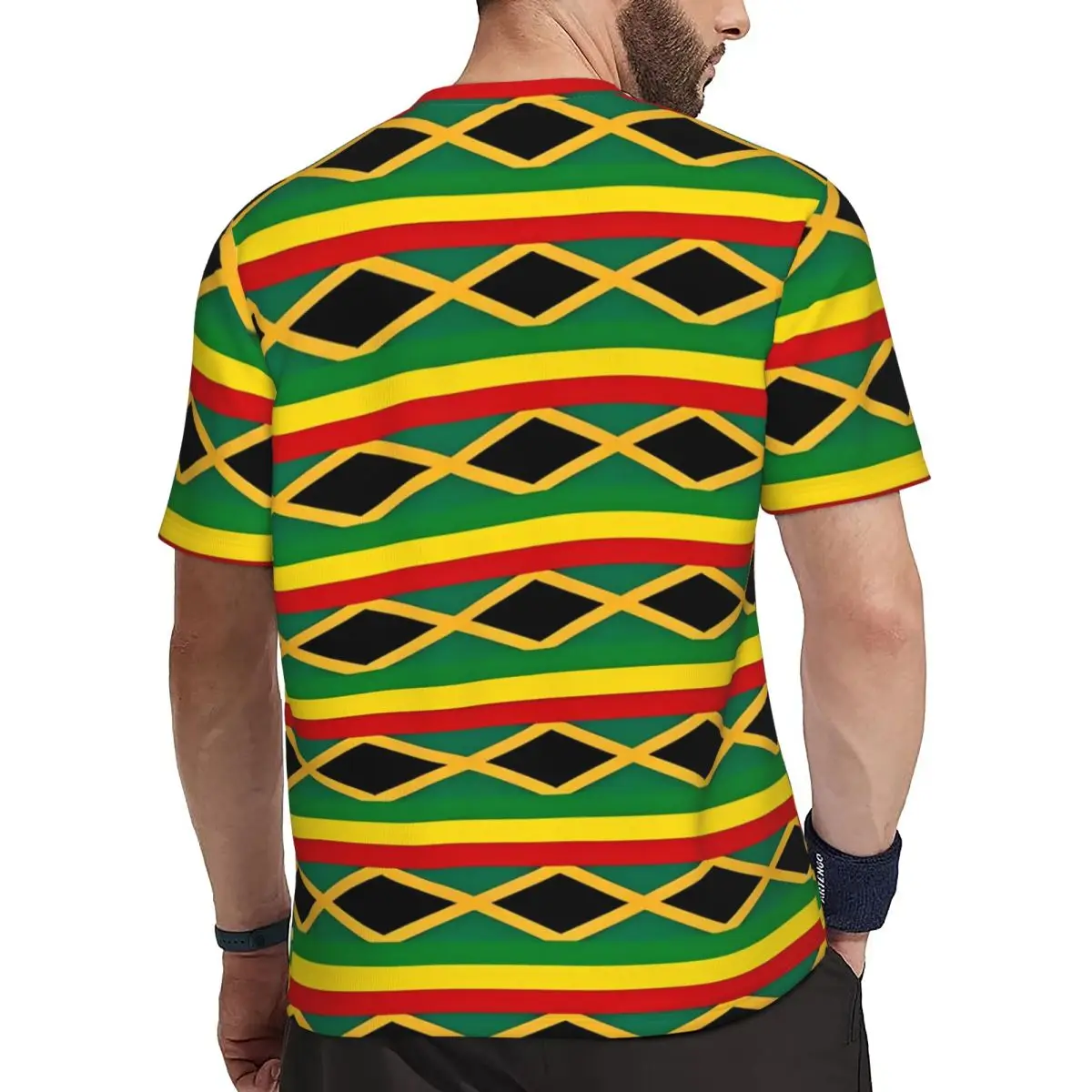 Jamaican Flag T-Shirt yellow red stripes Trending Sportswear T Shirts Short Sleeve Quick Dry Tops Summer Casual Big Size Clothes