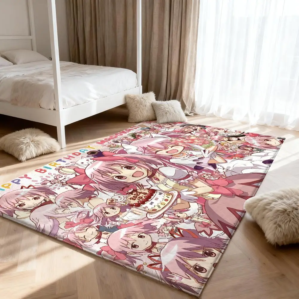 

Puella M-Magi Madoka M-Magica Floor Mat Soft Thickened Absorbent Non-Slip Bedroom Living Room Door Mat Home Decor Flannel Rugs