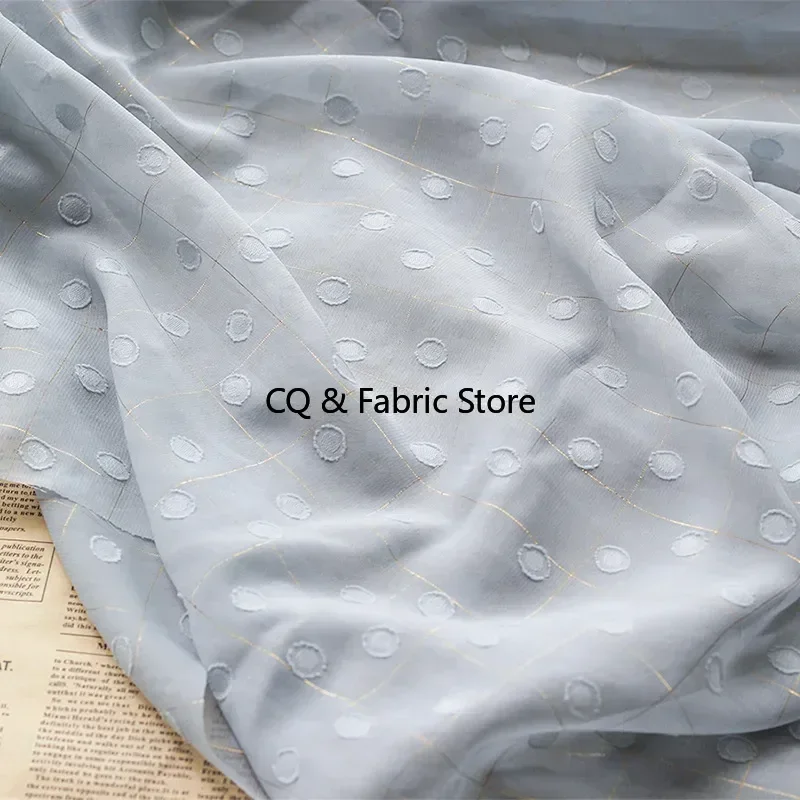 جديد تنفس الشيفون قطع زهرة النسيج السويسري نقطة الذهب سلك شعرية الجاكار النسيج DIY بها بنفسك السيدات فستان قميص