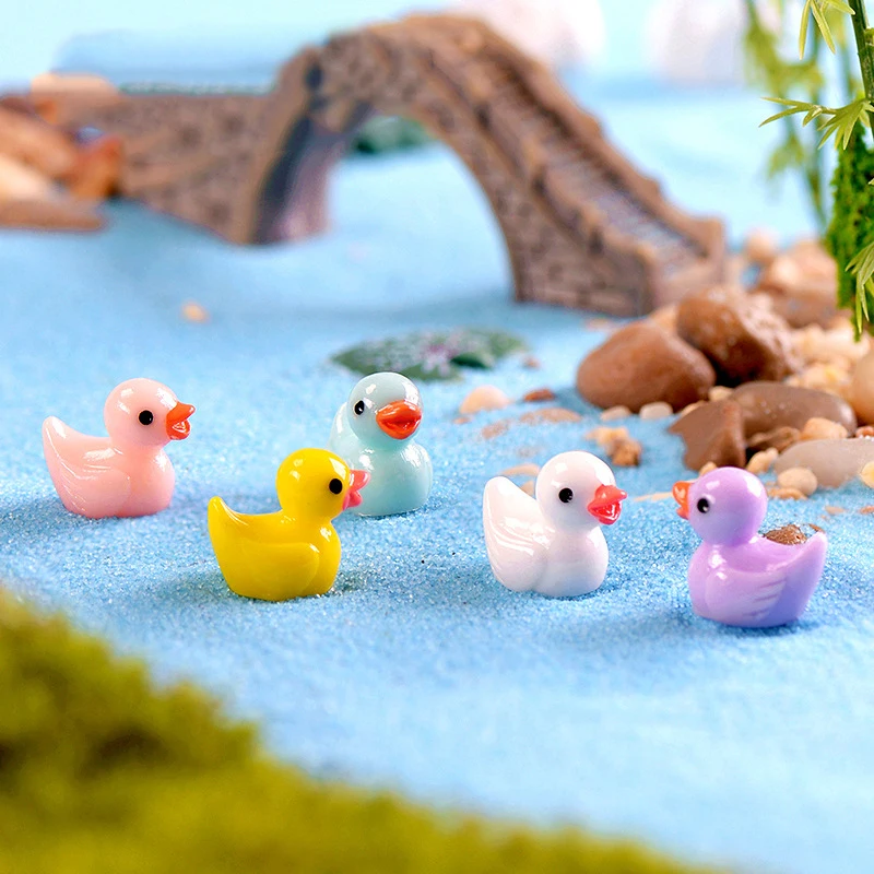 10pc Fairy Garden Yellow White Duck Sets Figurine Decoration Dollhouse Miniatures Diy Landscape Crafts Moss Terrarium Room Decor