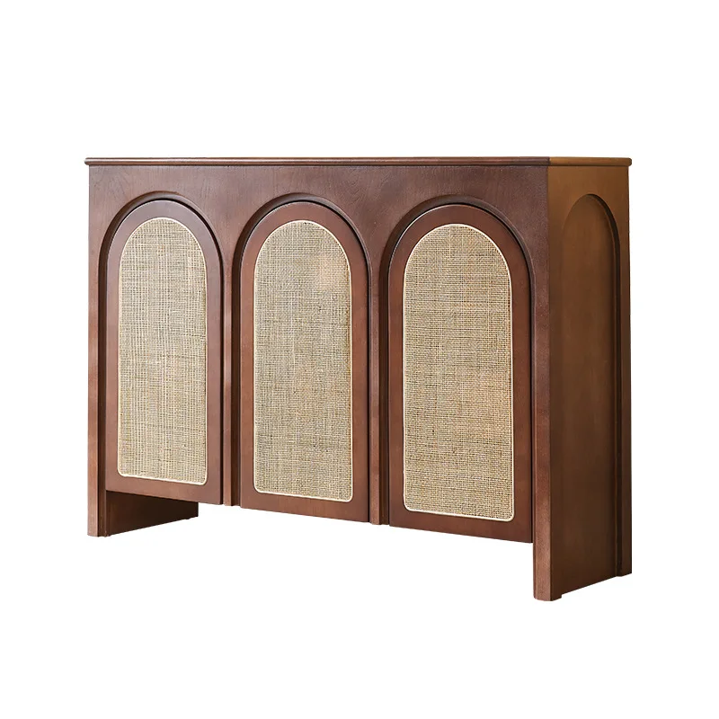 

French medieval rattan cabinets, small apartment restaurant side cabinets, retro furniture designer arched cabinets