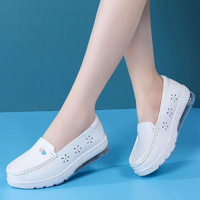 White Air Cushion Nurse Shoes for Women Comfortable Soft Sole Women Shoes  New Heart-shape Work Shoes Zapatos De Mujer