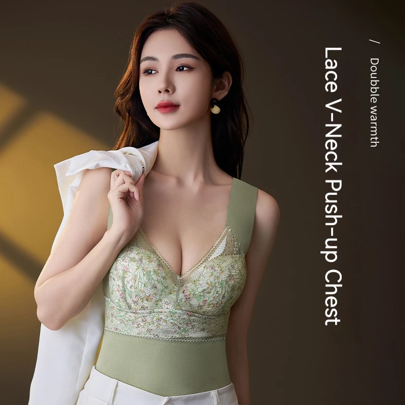 

Женское осенне-зимнее бархатное утепленное цельное термобелье, удобный кружевной бесшовный теплый облегающий пластиковый жилет