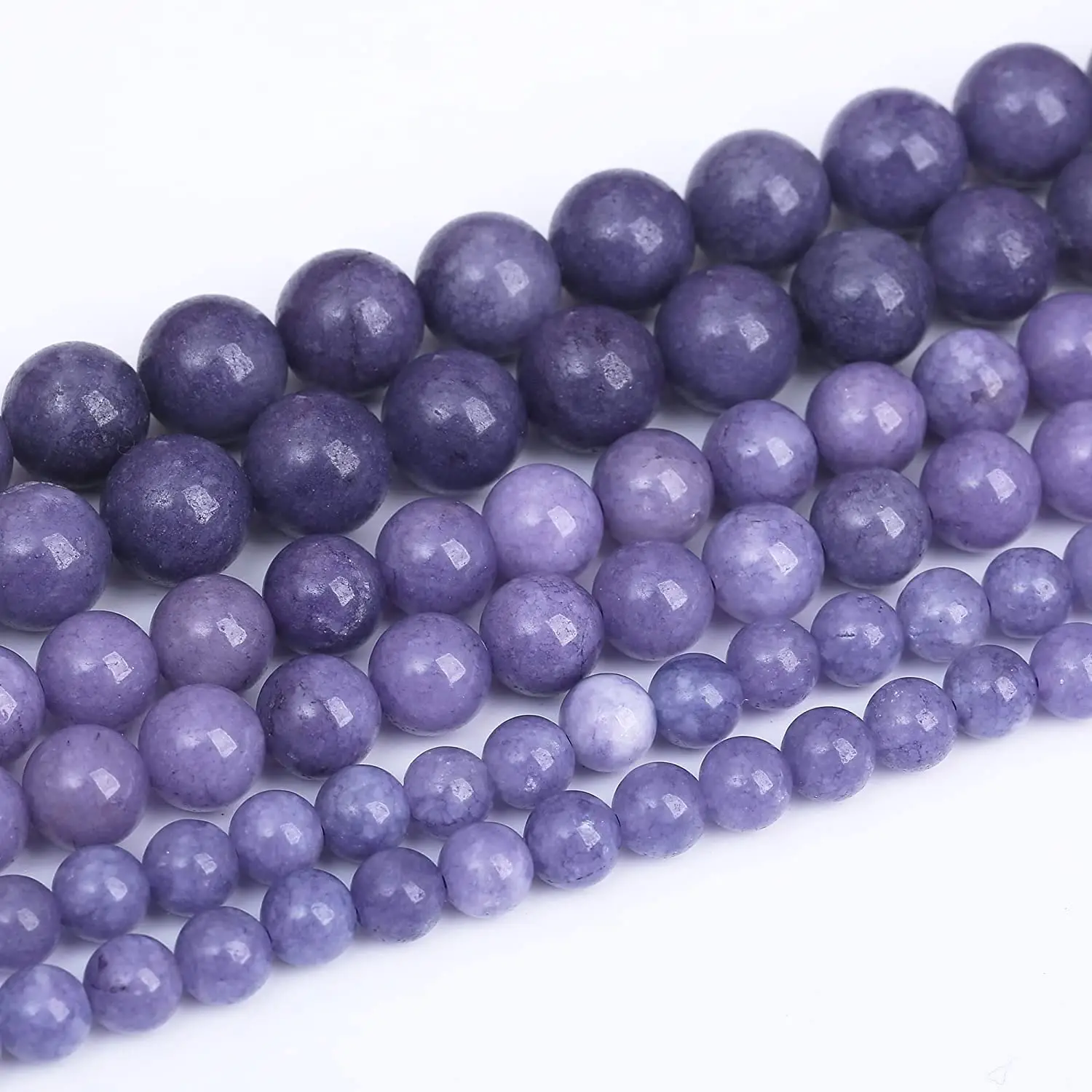 Natural Stone Beads 4-12mm Lavender Angelite Round Loose Spacer Beads for Jewelry Making DIY Bracelets Earring Accessories