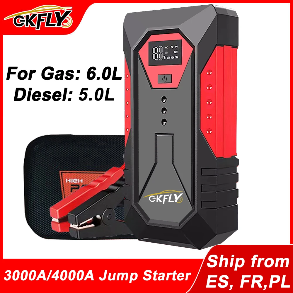 GKFLY 3000A/4000A démarreur de saut de voiture batterie externe essence Diesel chargeur de batterie de voiture démarrage pour Booster de batterie automatique pour démarrer la voiture