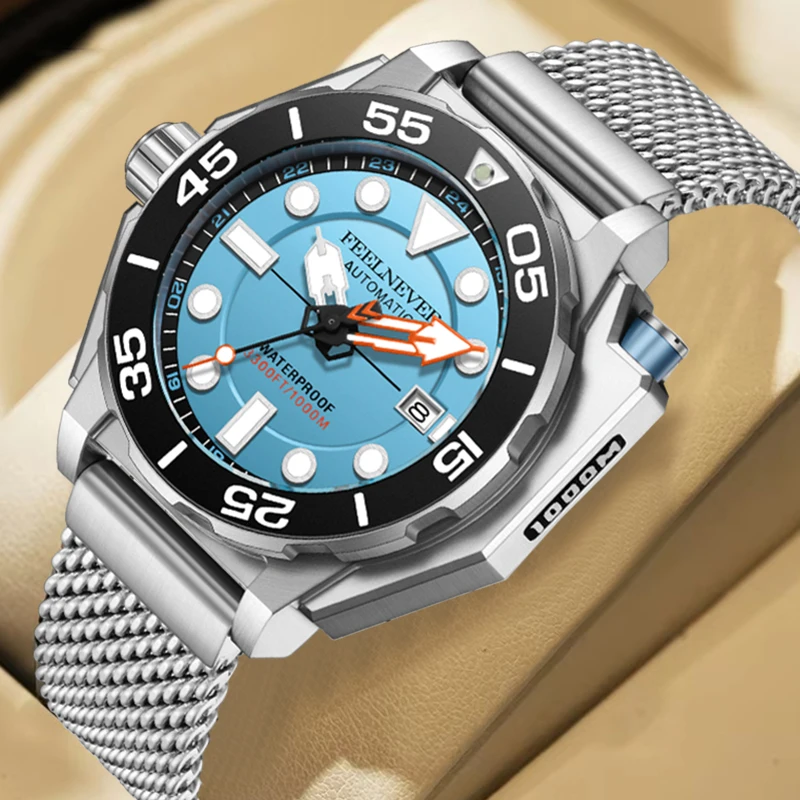 

FEELNEVER Men's Mechanical Wristwatch Fashion Business Diver Watch Men Sport Waterproof Sapphire Glass Automatic Watches For Men