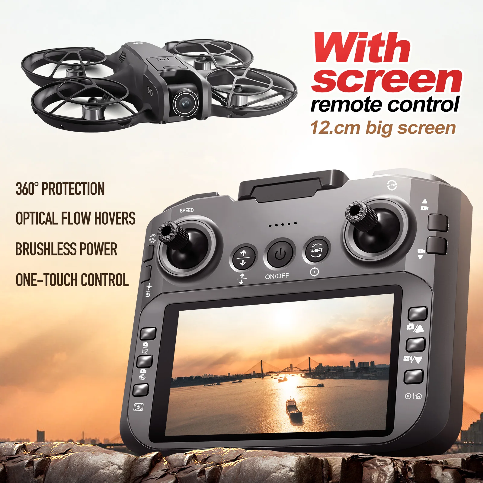 

V666 Mini Drone 4K Professional HD Camera with Large Screen 2.4G WIFI FPV Dron Brushless Optical Flow Hover Folding Quadcopter