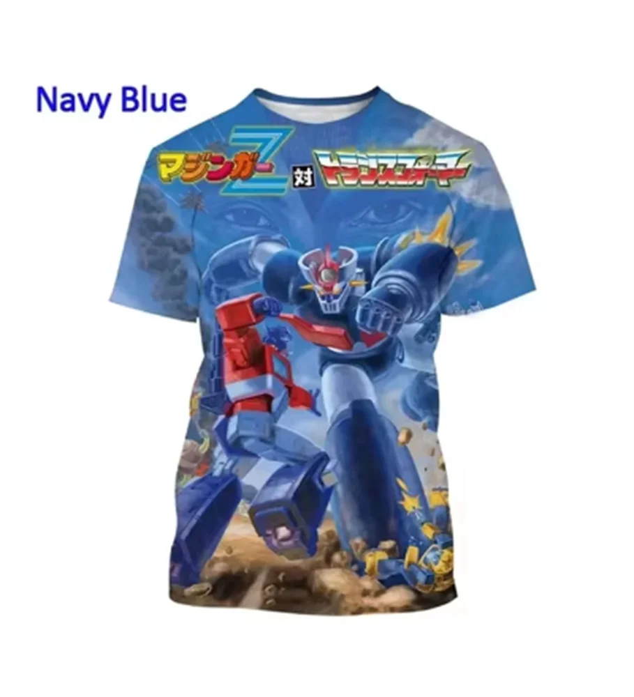 Men's Summer Unisex Casual New Anime Mazinger Z 3D Printed Men's T-Shirt Harajuku Style Short-Sleeved Top Boys and Girls T-Shirt