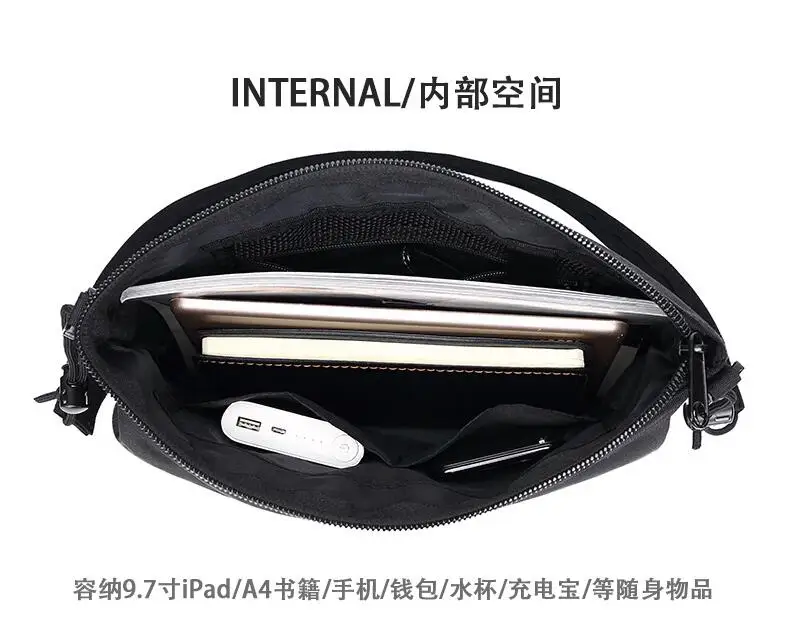 Japanese Style Shoulder bag men Minimalist retro messenger bag waterproof Oxford Square Double pocket Crossbody bags for men sac