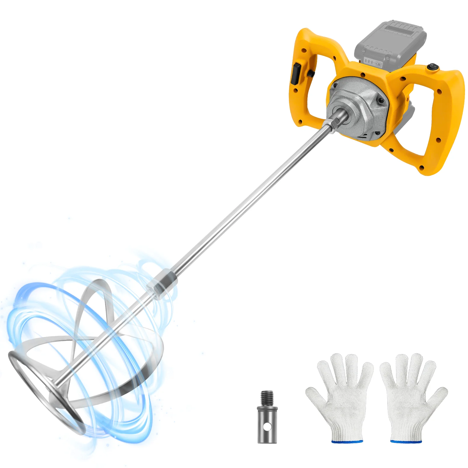 Brushless Electric Concrete Cement Mixer 1200W 6 Speed Handheld Plaster Mixer Mud Mortar Paint Blender for Dewalt 20V Battery