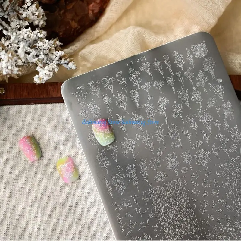 573B Versatile Design Plate Tulips Themed Stainless Steel Texture Stencil