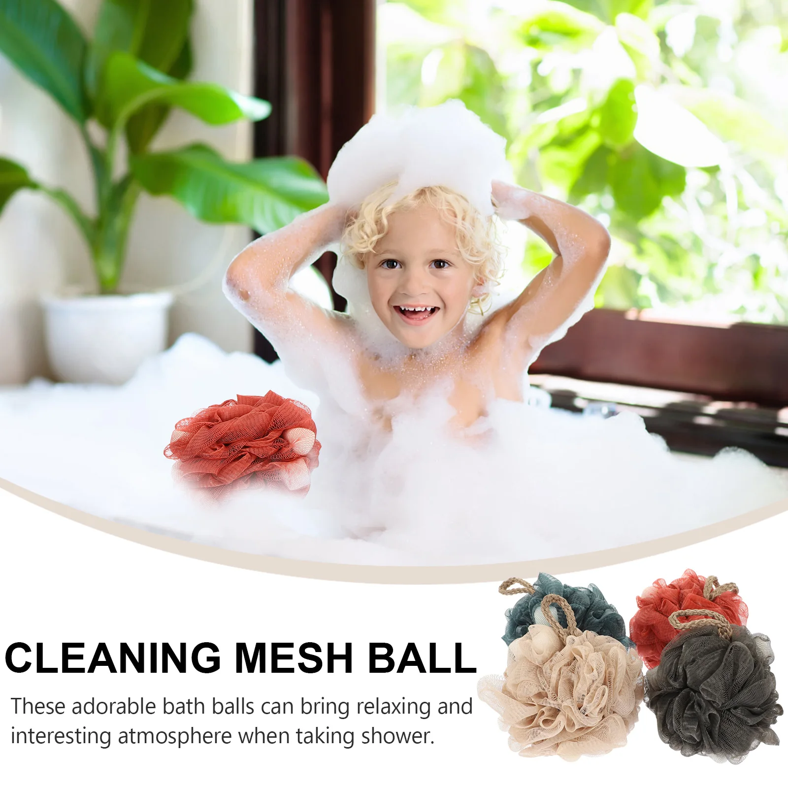 

4pcs Flower Ball Large Size Dual Bath Shower Loofah Sponge Color Soft Loofah Sponge for Body Shower Cleaning Household Supplies