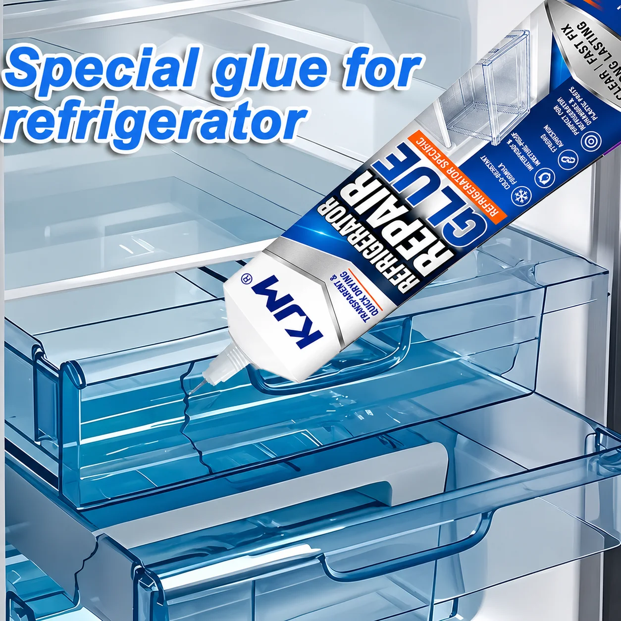 KJM Refrigerator Plastic Repair Glue Cold Proof Clear Adhesive For Fridge Freezer Drawer Shelf Cracks Fast Dry Waterproof 25ml