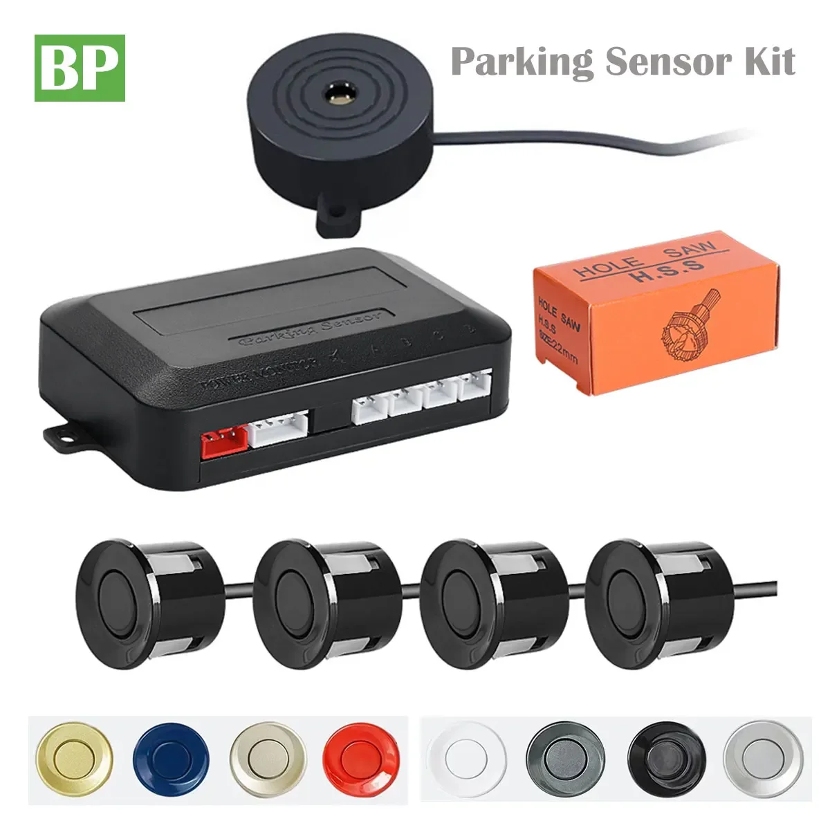 

CarPro 12V 22mm Car Parking Sensor Kit 4 Sensors Buzzer Reverse Backup Radar Sound Alert Indicator Probe System