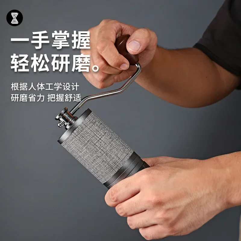

Adjustable Aluminum Manual Stainless Steel Core Burr Mini Portable Coffee Bean Grinder With Wooden Hand