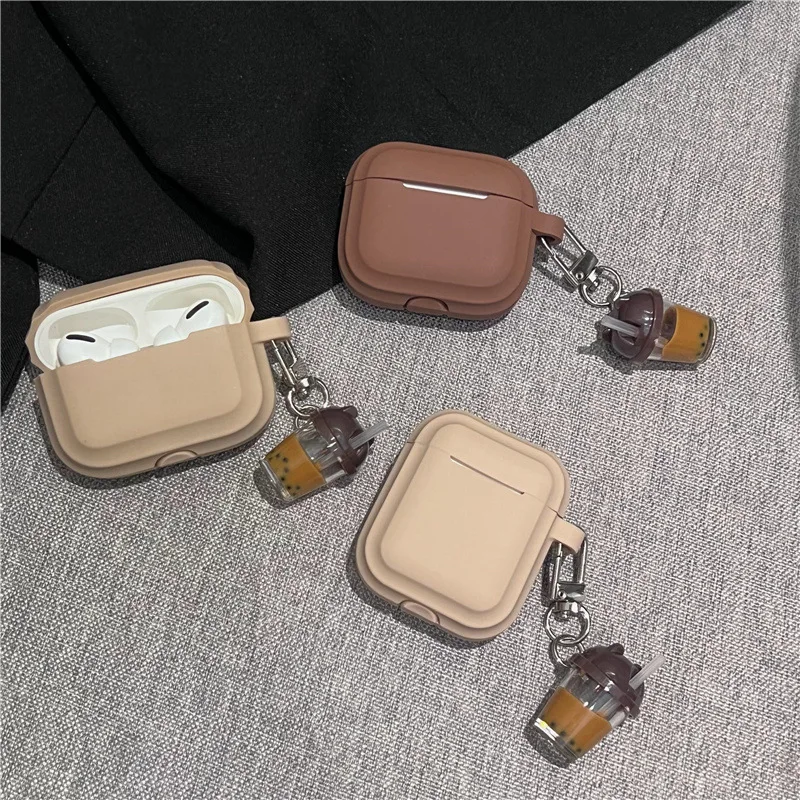 Симпатичный брелок для ключей с молочным чаем для apple AirPods 1/2/3/Pro, чехол, твердый силиконовый чехол для наушников, чехол для AirPods Pro 2, зарядное устройство