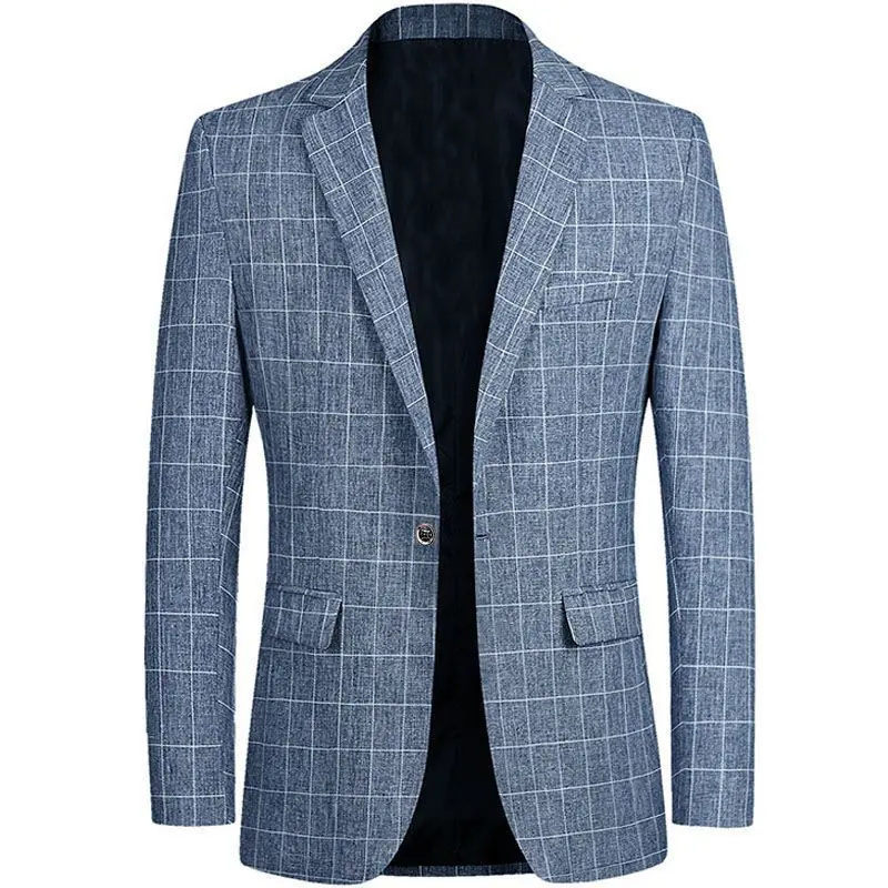 

Plaid Male Blazer Original Spring Clothes Simple Breasted Fashionable Coat Classic Trendy 2025 Loose Business Men's Suit Jackets