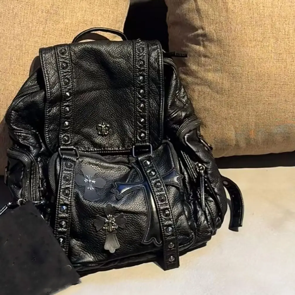 سبايس جيرل Y2k حقيبة الظهر ثقافة فرعية الشرير الظلام القوطية رصع حقيبة المدرسة لطلاب الجامعات Bolsos De Rafia Verano Mujer