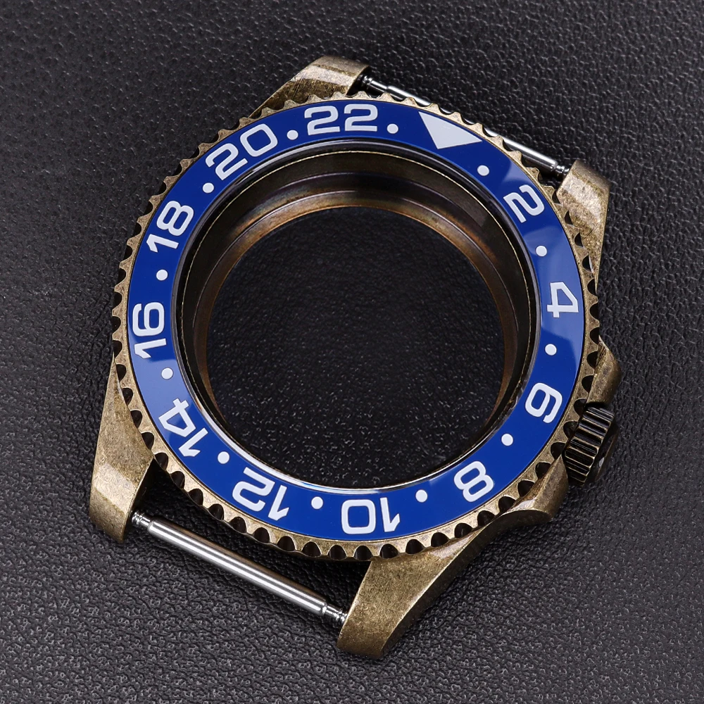 Bronze Retro Case 40mm 200m Waterproof Watch Case Accessories For SUB GMT NH35 NH36 NH34 NH38 Movement 28.5mmDial Sapphire Glass