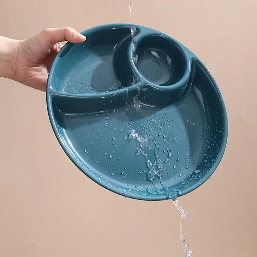 2pcs Kitchen Tableware Round Food Plate Plastic Microwavable Divided Dinner Plate Thickened Fruit Serving Tray Nut