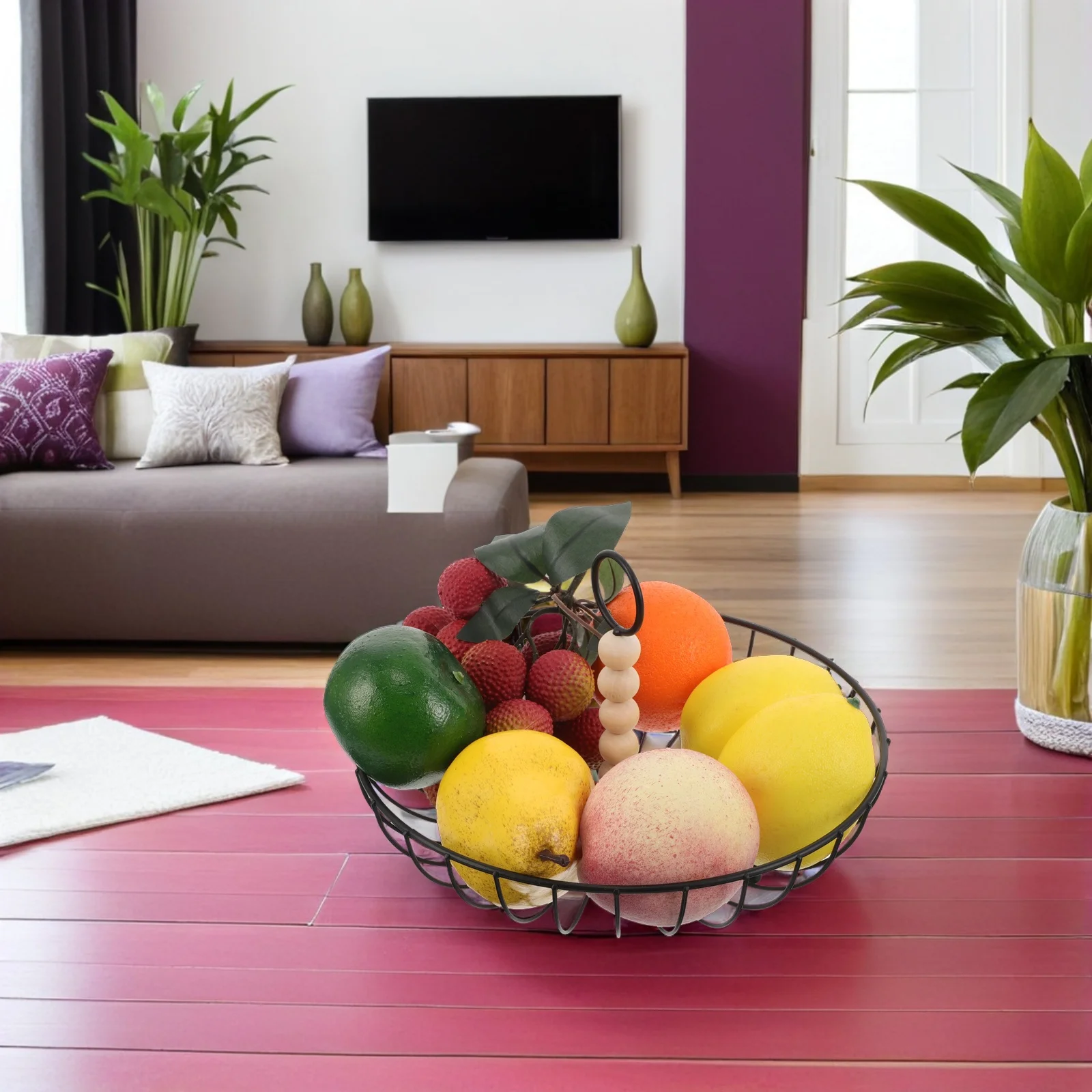 

Nordic Style Metal Wire Fruit Basket Decorative Round Bread Basket for Kitchen Storage Snack Display Rack Fruit Holder