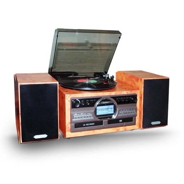 Latest 2024 model Retro Wooden AM FM Radio CD/DVD Record Player Cassette Tape  Turntable Vinyl  Gramophone