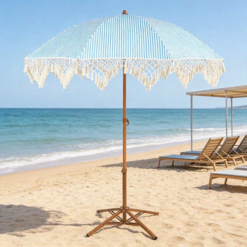 

Seaside Resort Beach Umbrella Tassel Sunshade Pool Terrace Patio Outdoor Shade Protection