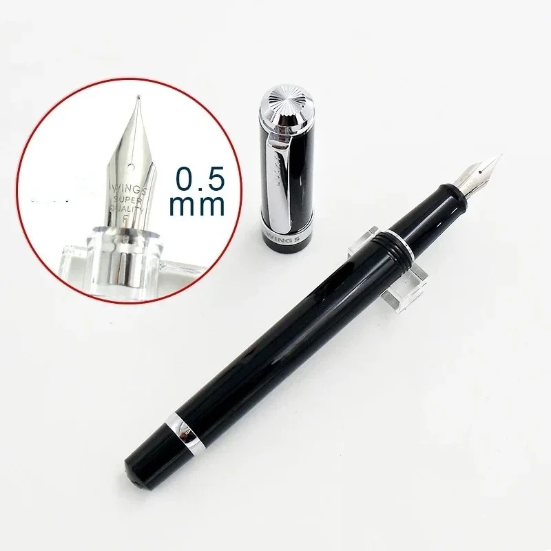 YONGSHENG 698 Transparent Fountain Pen Bright tip Black Vaccum Filling Fine Nib Ink Pen Office School Supplies Stationery Gift