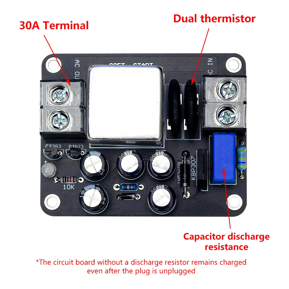 

High Power 2400W AC150-280V Power Supply Soft Start Board 100A High Current Suitable for Class A Power Amplifier