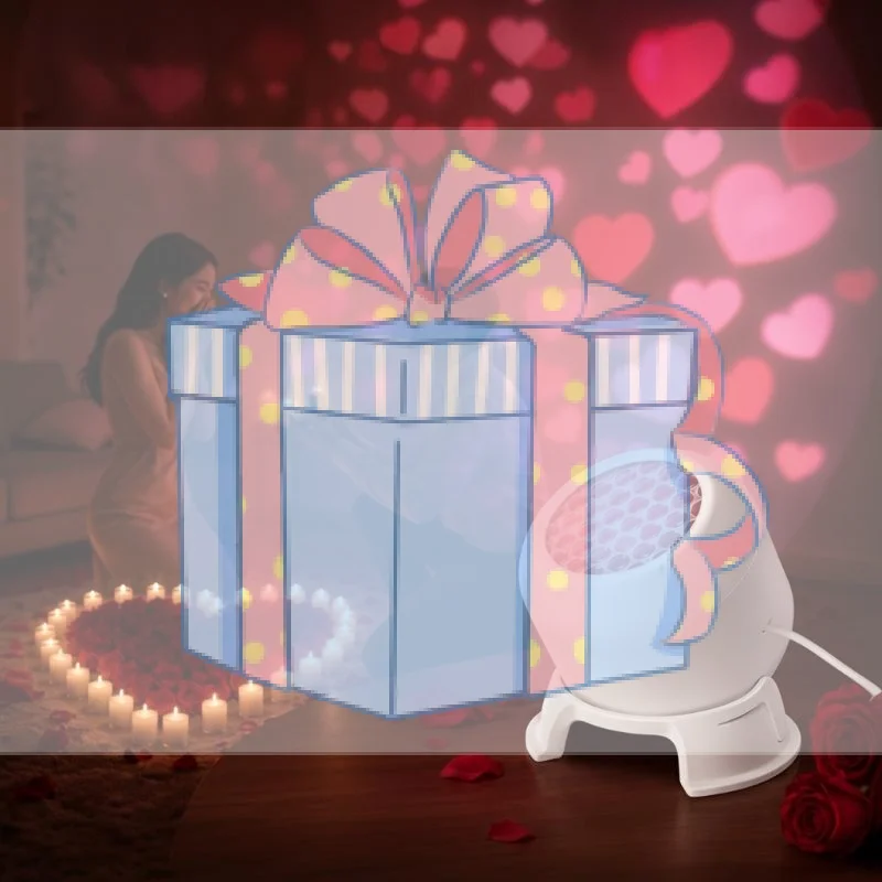 Romantic Dynamic Love Heart Projection Night Light Low Power Portable Lamp for Bridal Shower Party Scene Decor