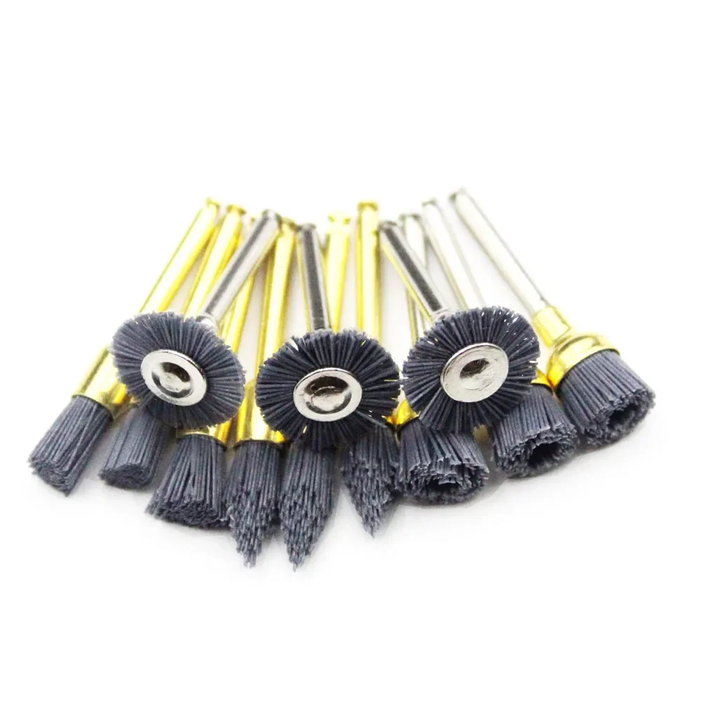 10pcs Aluminum oxide Silicon carbide Dental Silicone Grinding Heads Teeth Polisher Brushes for Low-speed Machine Dental Material