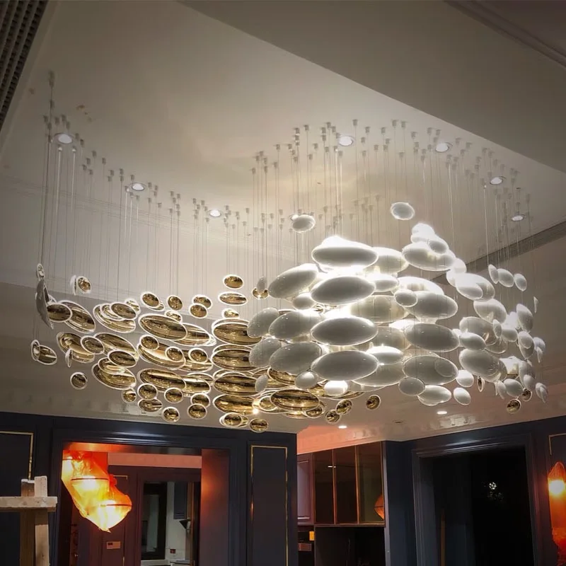 Art Decor glass eggshell chandelier, hotel lobby villa staircase modern pendant lamp