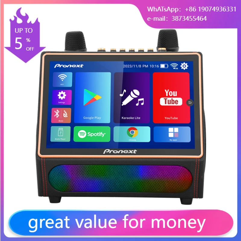 Factory Price Supply Dual 5.25'' Woofer 2-Way 40W Android 12 Live OTG Powerful Rechargeable All-In-One Karaoke Machine