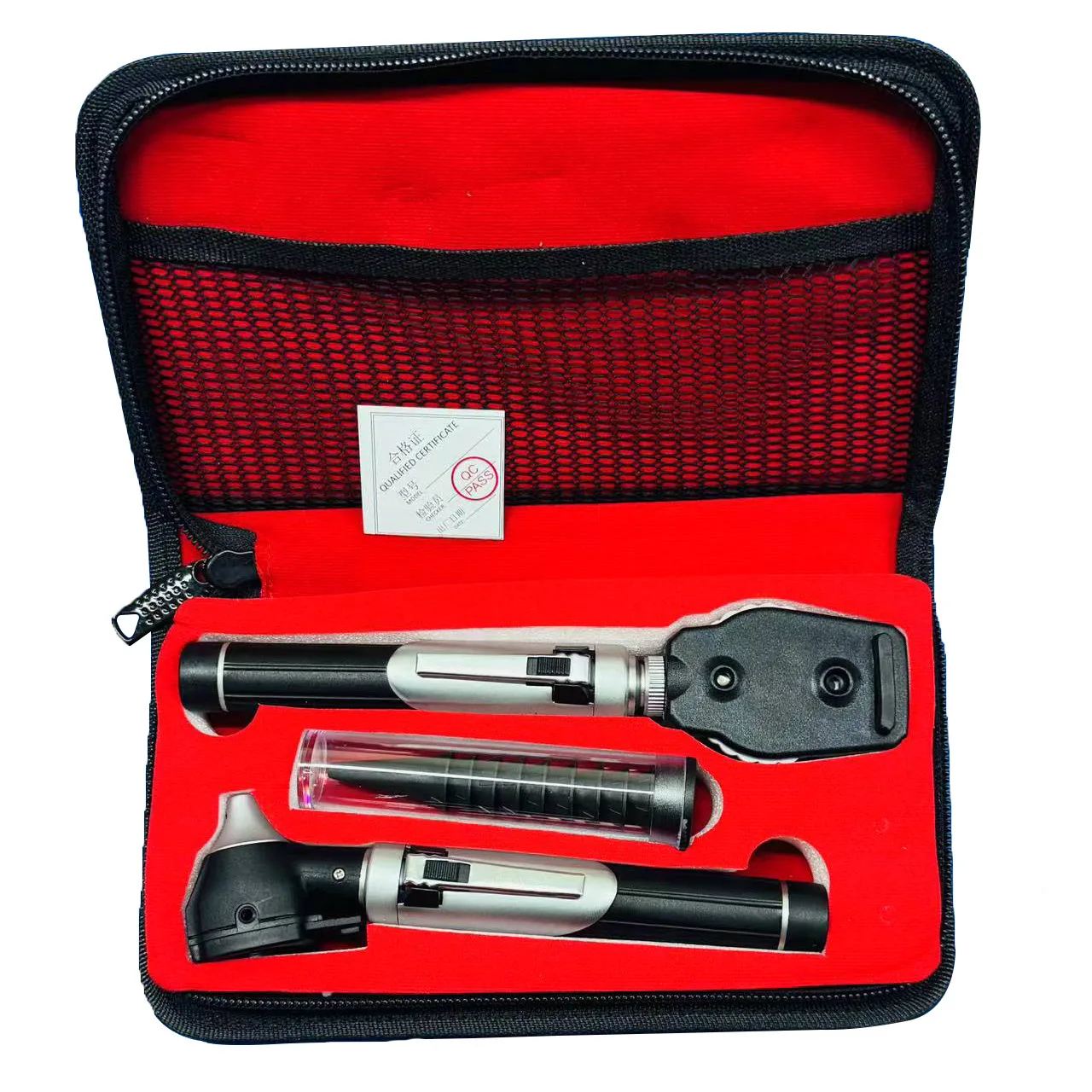 LED fiber optic otoscope ophthalmoscopy, diagnostic set 2-in-1 set