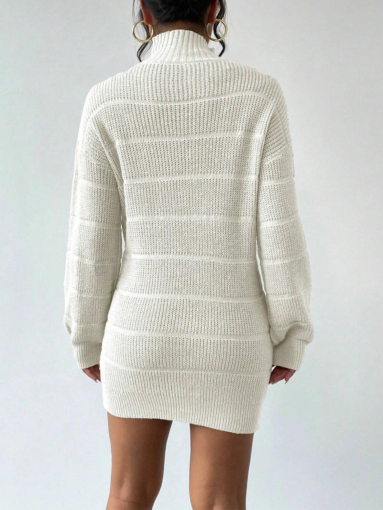 Half Turtleneck Knitted Dress Women's Fashionable Solid Color Versatile Sexy Hip-hugging Skirt